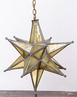 Leaded glass Moravian star hanging light
