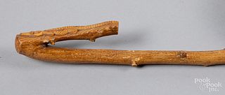 Carved alligator walking stick, early 20th c.