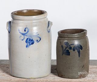 Two Pennsylvania stoneware crocks, 19th c.