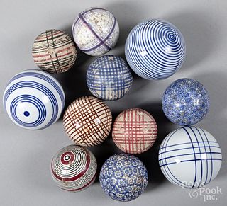 Eight carpet balls, 19th c.