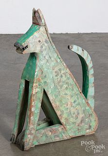 Doug Frati outsider art carved and painted dog