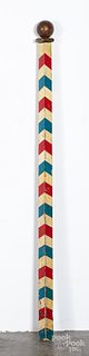 Painted pine barber pole, early 20th c.