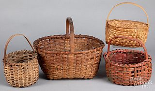 Four splint baskets, 19th/20th c.