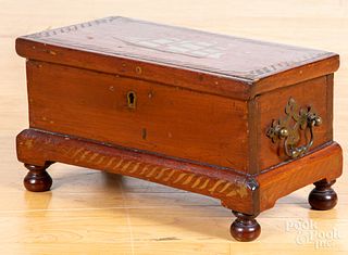 Miniature stenciled pine blanket chest, 19th c.