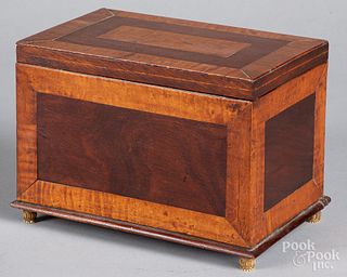 Maple and walnut dresser box, 19th c.
