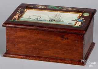 New England painted nautical ships desk box