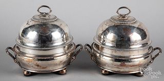 Pair of Sheffield silver plate warming dishes