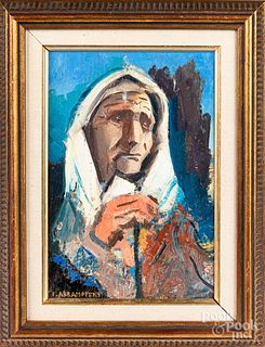 Israel Abramofsky oil of a peasant woman