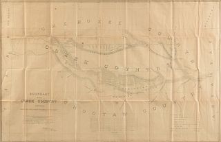 AN ANTIQUE SURVEY MAP, "Boundary of the Creek Country Surveyed Under the Direction of the Bureau of Topographical Engineers," 1857-1858,