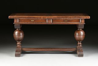 A JACOBEAN STYLE CARVED OAK LIBRARY TABLE, EARLY 20TH CENTURY,