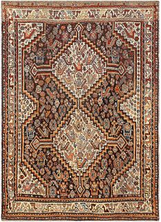 Antique Persian Ghashgai, 4 ft x 5 ft 2 in (1.22 m x 1.57 m)