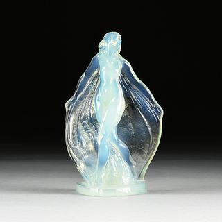 A SABINO "NUDE DANCER" GLASS SCULPTURE, SIGNED, FRENCH, 20TH CENTURY,