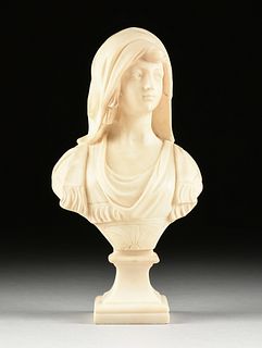 ADOLFO CIPRIANI (Italian 1880-1930) A SCULPTURE, "Young Woman with Headdress,"