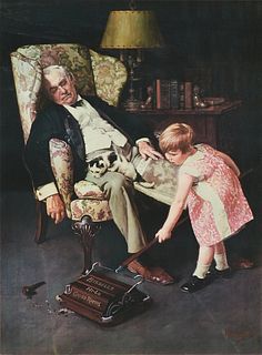 NORMAN ROCKWELL (American 1894-1978) AN ADVERTISEMENT PRINT FOR BISSELL, "Pals," CIRCA 1976, 