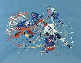 LEROY NEIMAN (American 1921-2012) A PRINT, "Blue Hockey," CIRCA 1972,