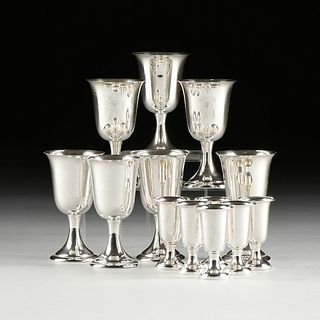 A GROUP OF NINETEEN AMERICAN STERLING SILVER LIQUEUR CUPS, VARIOUS COMPANIES, STAMPED, 20TH CENTURY,