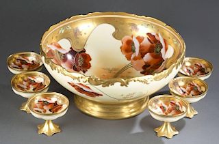 Pickard punchbowl with 6 cups. c. 1910-1912.