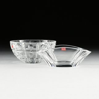 A GROUP OF TWO BACCARAT CRYSTAL BOWLS, GINKGO AND ÉQUINOXE PATTERNS, SIGNED, MODERN,