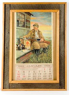 1926 Remington Calendar in Folk Art Frame 