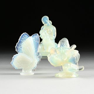 A GROUP OF THREE SABINO GLASS SCULPTURES, FRENCH, 20TH CENTURY,