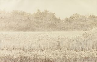 ERNEST GARTHWAITE (Canadian b. 1940) A DRAWING, "Field in Landscape," NEW YORK, 1981,