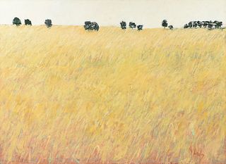 A. LESLEY, AN AMERICAN SCHOOL PAINTING, "Plains View in Landscape,"