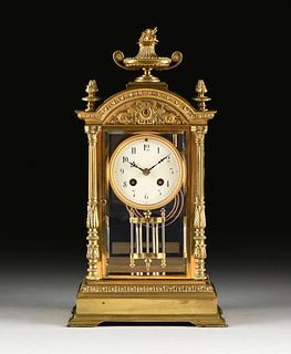 A FRENCH NEOCLASSICAL REVIVAL GILT BRASS CRYSTAL REGULATOR CLOCK, ACHILLE BROCOT SUSPENSION, SAMUEL MARTI, CLOCKWORKS, PARIS, 1900,