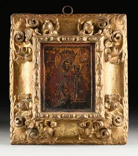 A RUSSIAN ORTHODOX ICON, "Ρόδον τό αμάραντον (Our Lady of the Unfading Flower)," PROBABLY MOSCOW, 18TH CENTURY,