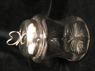 Edwardian Sterling Silver and Glass preserve Jar Birmingham 1908
