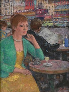 FRANÇOIS GALL (French 1912-1987) A PAINTING, "A la Terrasse du Cafe," CIRCA 1970,