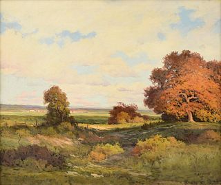 ROBERT WOOD (American/Texas 1889-1979) A PAINTING, "Cloudy Autumn Landscape," 