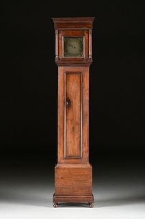 THE STRETCH-JUDSON FAMILY WALNUT TALL CASE CLOCK, BY PETER STRETCH, SIGNED, PHILADELPHIA, 1705-1710,