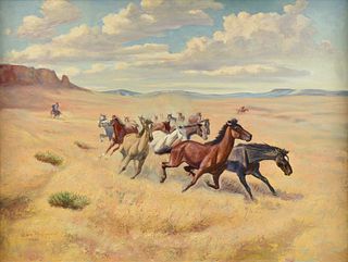 GEORGE PHIPPEN (American 1915-1966) A PAINTING, "In From the Range,"
