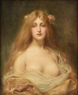 ADRIEN HENRI TANOUX (French 1865-1923) A PAINTING, "La Reine," 1903,