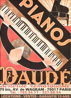 ANDRÉ DAUDÉ (French 1897-1979) A PRINT, "Pianos Daudé," CIRCA 1960,