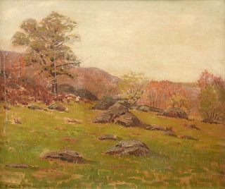 EDWARD BURGESS BUTLER (American 1853-1928) A PAINTING, "An October Afternoon," OCTOBER 10, 1914,