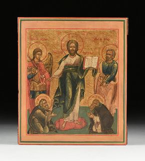 A RUSSIAN ICON, "Transfiguration of Christ with Gabriel and Saints," 19TH CENTURY,