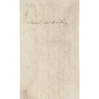 A REPUBLIC OF TEXAS TREASURY WARRANT ISSUED TO SAMUEL WHITING, PRINTER OF LAWS AND JOURNALS FOR THE SIXTH CONGRESS AND SENATE, SAMUEL B. SHAND, COMPTR