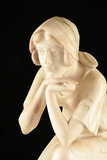 ITALIAN SCHOOL, A MARBLE SCULPTURE, "The Daydreaming Young Girl," LATE 19TH/EARLY 20TH CENTURY,
