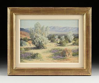 CARL SAMMONS (American 1883-1968) A PAINTING, "Purple Mat in Desert Landscape,"