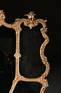 A ROCOCO REVIVAL GILT AND GESSO FIVE PART MANTEL MIRROR, LATE 19TH CENTURY,