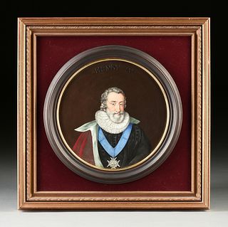 A SÈVRES STYLE PAINTED PORCELAIN PORTRAIT TONDO OF HENRY IV, MARKED, LATE 19TH CENTURY, 