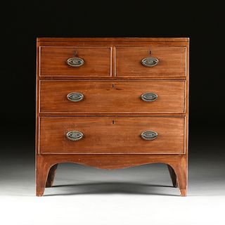 A FEDERAL EBONY INLAID MAHOGANY FOUR DRAWER CHEST, AFTER MICHAEL ALLISON, PROBABLY NEW YORK, EARLY 19TH CENTURY,