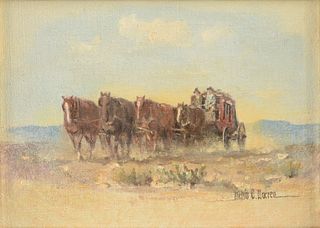 MELVIN CHARLES WARREN (American/Texas 1920-1995) A PAINTING, "Stagecoach," 