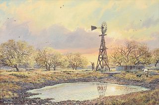 HERB BOOTH (American 1942-2014) A PAINTING, "South Texas Doves,"