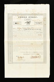AN EARLY REPUBLIC OF TEXAS DOCUMENT, TEXAS SCRIP, SIGNED BY THOMAS TOBY, ISSUED UNDER DAVID G. BRUNET, INTERIM PRESIDENT OF TEXAS, OCTOBER 10, 1836,
