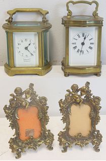 2 French Carriage Clocks Together With 2 Figural