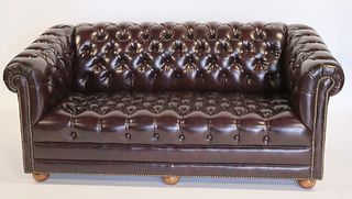 Vintage And Quality Leather Chesterfield Settee.