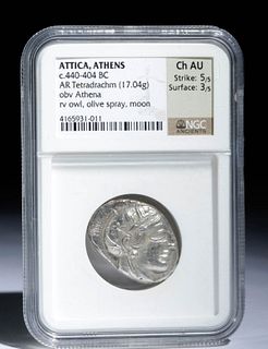 Greek Attica Athena Owl Tetradrachm, NGC Rated