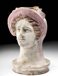 Canosan Polychrome Female Head from Funerary Vessel
